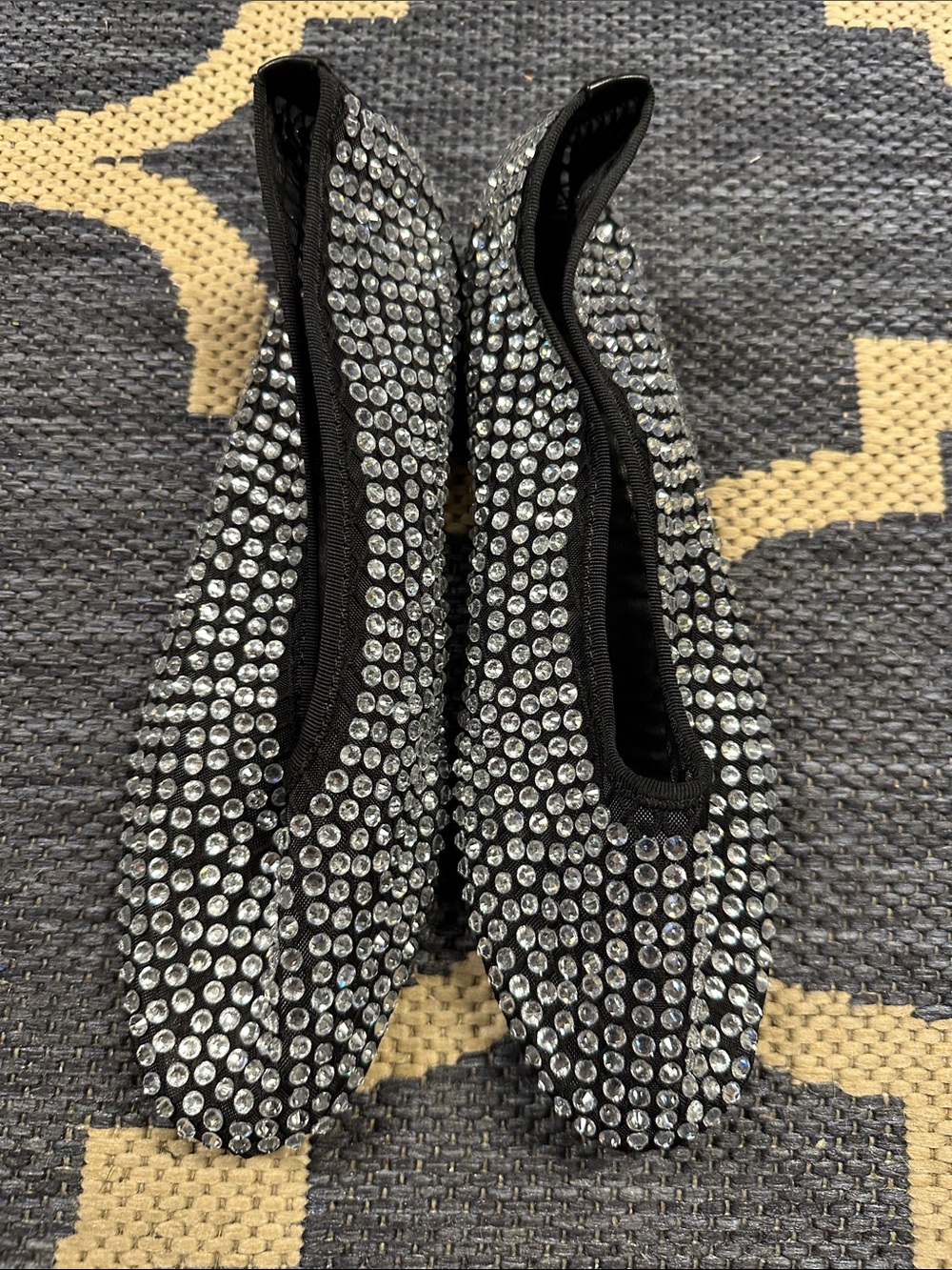 Women's Black Crystal-Embellished Ballet Flats